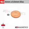 5mm x 0.5mm N52 Neodymium Disc Magnet - 13/64" x 1/64" Ultra-Thin 5x0.5mm 5mm x 0.5mm N52 Neodymium Disc Magnet - 13/64" x 1/64" Ultra-Thin 5x0.5mm