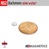 5mm x 1mm N52 Neodymium Disc Magnet - 13/64" x 1/32" Thin Disc 5x1mm