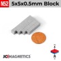 5mm x 5mm x 0.5mm N52 Neodymium Square Block - Ultra Thin Wafer 5x5x0.5mm
