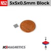 5mm x 5mm x 0.5mm N52 Neodymium Square Block - Ultra Thin Wafer 5x5x0.5mm