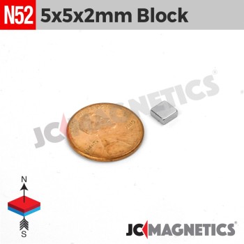 5mm x 5mm x 2mm N52 Square Block Rare Earth Neodymium Magnet 5x5x2mm 5mm x 5mm x 2mm N52 Square Block Rare Earth Neodymium Magnet 5x5x2mm