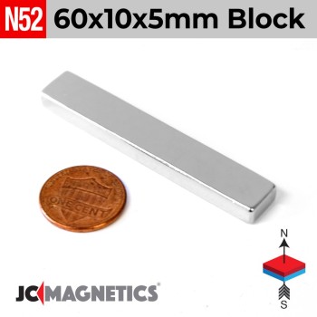 60mm x 10mm x 5mm N52 Block Rare Earth Neodymium Magnet 60x10x5mm 60mm x 10mm x 5mm N52 Block Rare Earth Neodymium Magnet 60x10x5mm