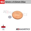 6mm x 0.5mm N52 Neodymium Disc Magnet - 15/64" x 1/64" Thin Disc 6x0.5mm