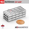 6mm x 10mm N52 Neodymium Cylinder Magnet - 15/64" x 25/64" Rod 6x10mm