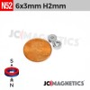 6mm x 3mm Hole 2mm N52 Countersunk Ring Rare Earth Neodymium Magnet 6x3mm H2mm