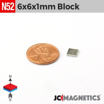 6mm x 6mm x 1mm N52 Thin Square Block Rare Earth Neodymium Magnet 6x6x1mm 6mm x 6mm x 1mm N52 Thin Square Block Rare Earth Neodymium Magnet 6x6x1mm