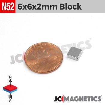 6mm x 6mm x 2mm N52 Square Block Rare Earth Neodymium Magnet 6x6x2mm 6mm x 6mm x 2mm N52 Square Block Rare Earth Neodymium Magnet 6x6x2mm