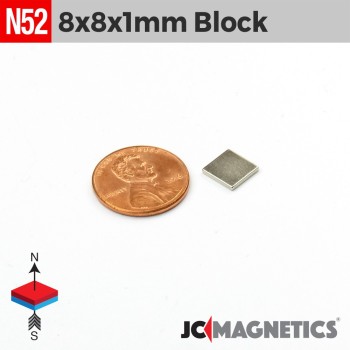 8mm x 8mm x 1mm N52 Thin Square Block Rare Earth Neodymium Magnet 8x8x1mm 8mm x 8mm x 1mm N52 Thin Square Block Rare Earth Neodymium Magnet 8x8x1mm