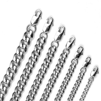Beveled Cuban Link Chain Necklace – Stainless Steel (3–10mm)
