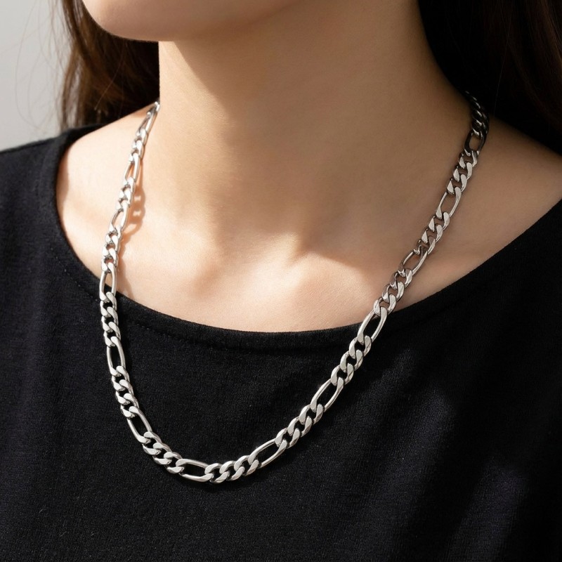 Figaro Chain Necklace & Bracelet – 316L Stainless Steel, Silver Tone (4–10mm) Figaro Chain Necklace & Bracelet – 316L Stainless Steel, Silver Tone (4–10mm)