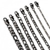 Figaro Chain Necklace & Bracelet – Black Anodized 316L Stainless Steel (4–10mm)