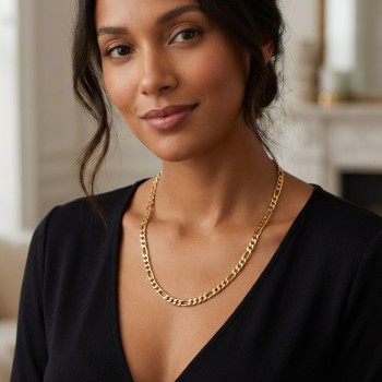 Figaro Chain Necklace & Bracelet – 18K Gold Plated 316L Stainless Steel (4–10mm)