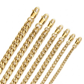 Miami Cuban Link Chain Necklace – 18K Gold Plated Stainless Steel (4–10mm)