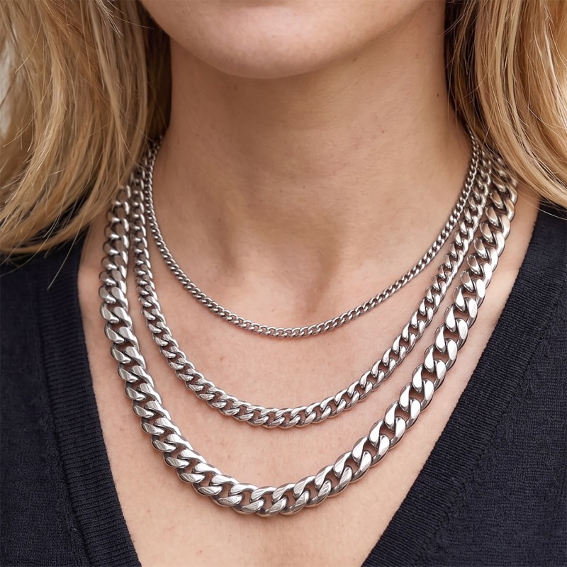 Miami Cuban Link Chain Necklace – Stainless Steel (4–10mm)