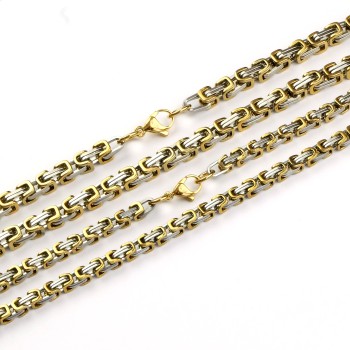 Stainless Steel Silver Gold Byzantine Chain | 4mm & 5mm | Necklace & Bracelet