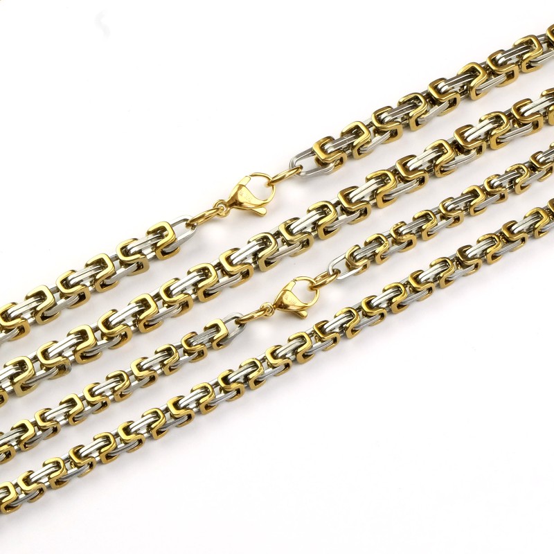 Stainless Steel Silver Gold Byzantine Chain | 4mm & 5mm | Necklace & Bracelet
