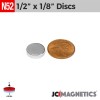 1/2" x 1/8" N52 Neodymium Disc Magnet - Super Strong Rare Earth