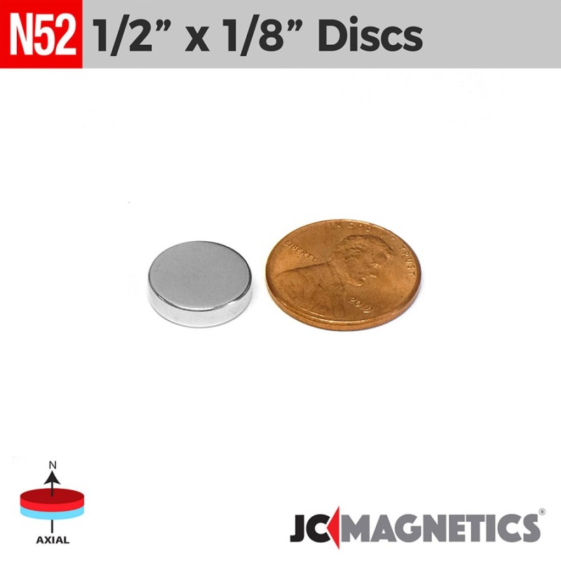 1/2" x 1/8" N52 Neodymium Disc Magnet - Super Strong Rare Earth
