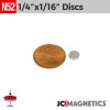 1/4" x 1/16" N52 Neodymium Disc Magnet - Miniature Rare Earth