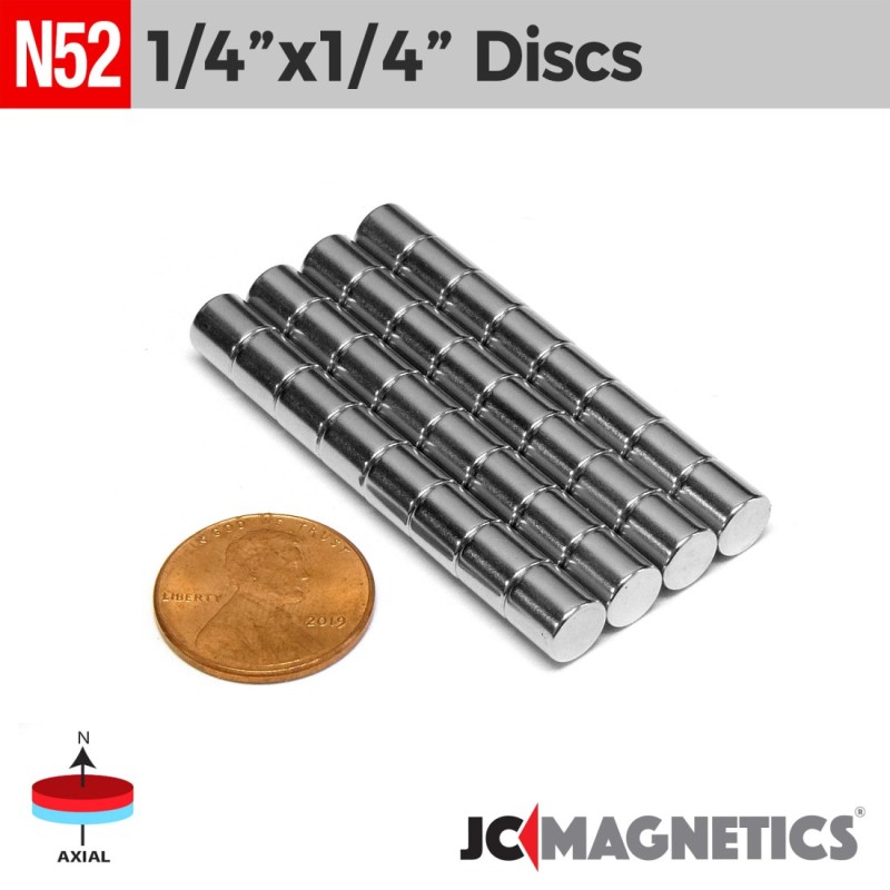 1/4" x 1/4" N52 Neodymium Cylinder Magnet - Strong Rare Earth