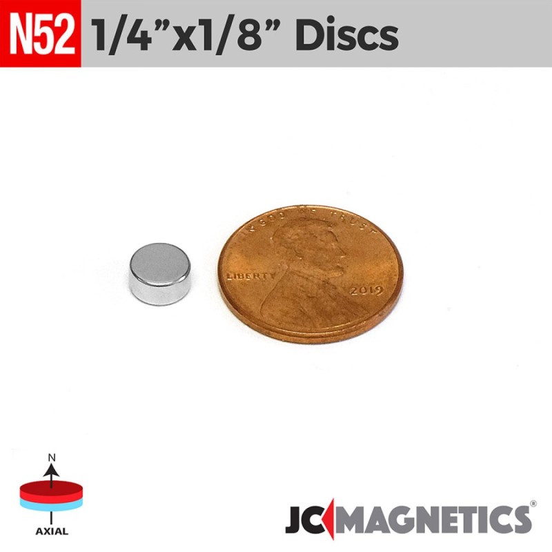 1/4" x 1/8" N52 Neodymium Disc Magnet - Powerful Small Rare Earth