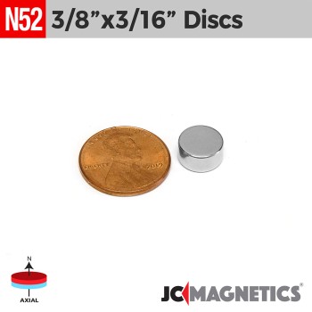 3/8in x 3/16in N52 Rare Earth Neodymium Magnet Discs 3/8in x 3/16in N52 Rare Earth Neodymium Magnet Discs