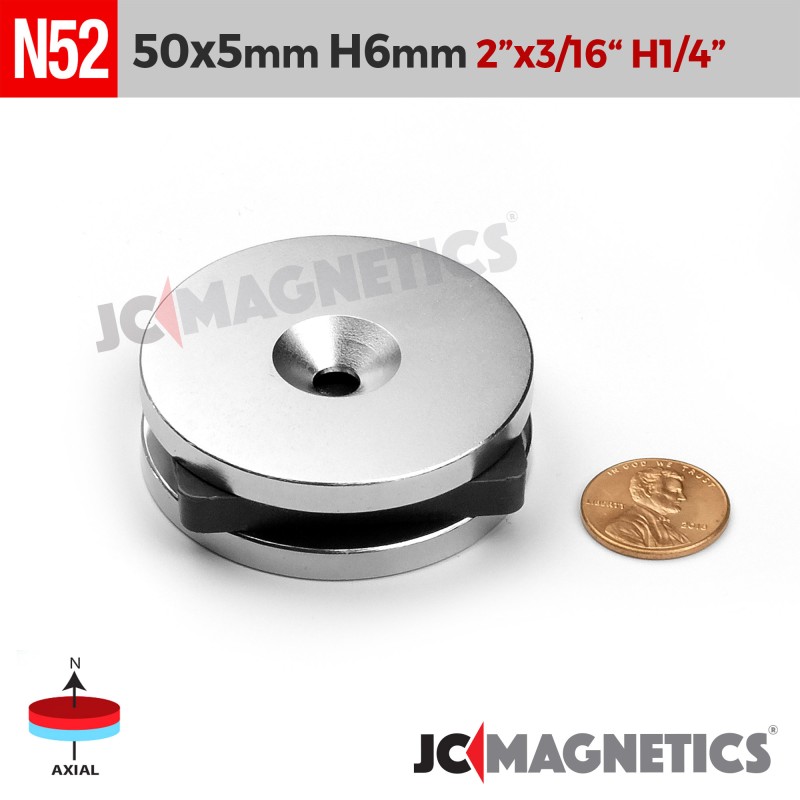 50mm x 5mm x Hole 6mm N52 Countersunk Ring Rare Earth Neodymium Magnet 50x5mm H6mm