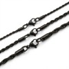 Black Rope Chain Necklace – 316L Stainless Steel (2–4mm)