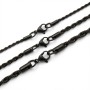 Black Rope Chain Necklace – 316L Stainless Steel (2–4mm)