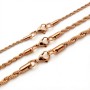 Rose Gold Rope Chain Necklace – 316L Stainless Steel (2–4mm)